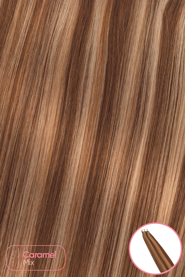 Ultrablend™ Tape In Human Hair Extensions - Caramel Mix - 18" - Wigporium