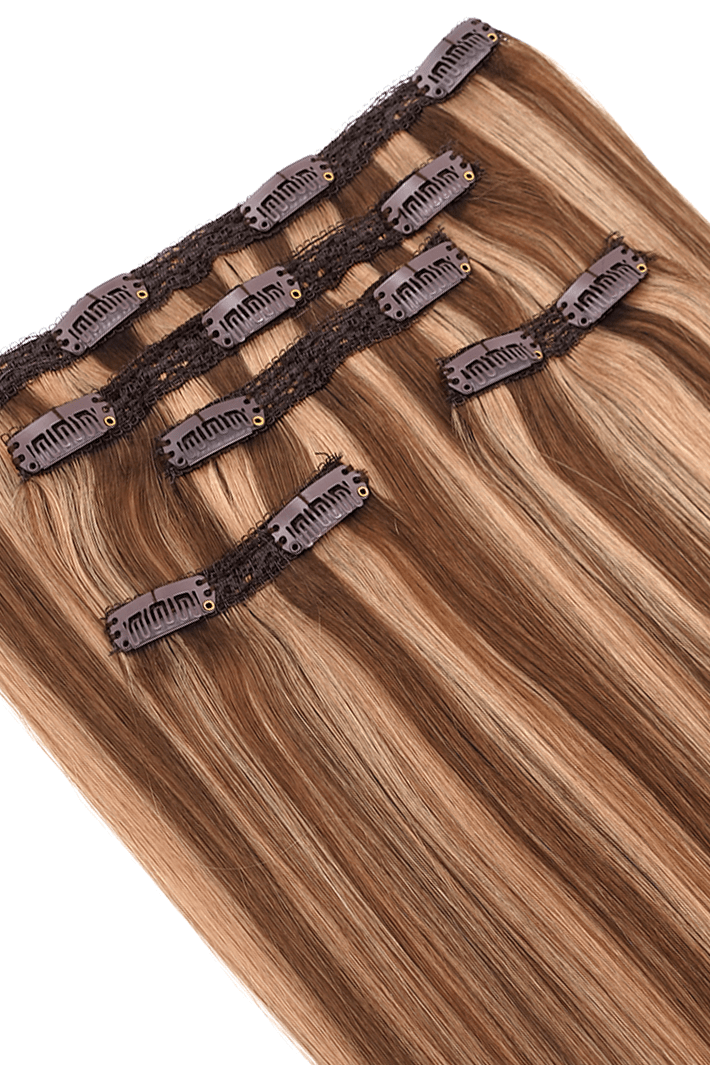LuxyLace™ 5-piece Clip In Human Hair Extensions - Pitch Black - 18" - Wigporium