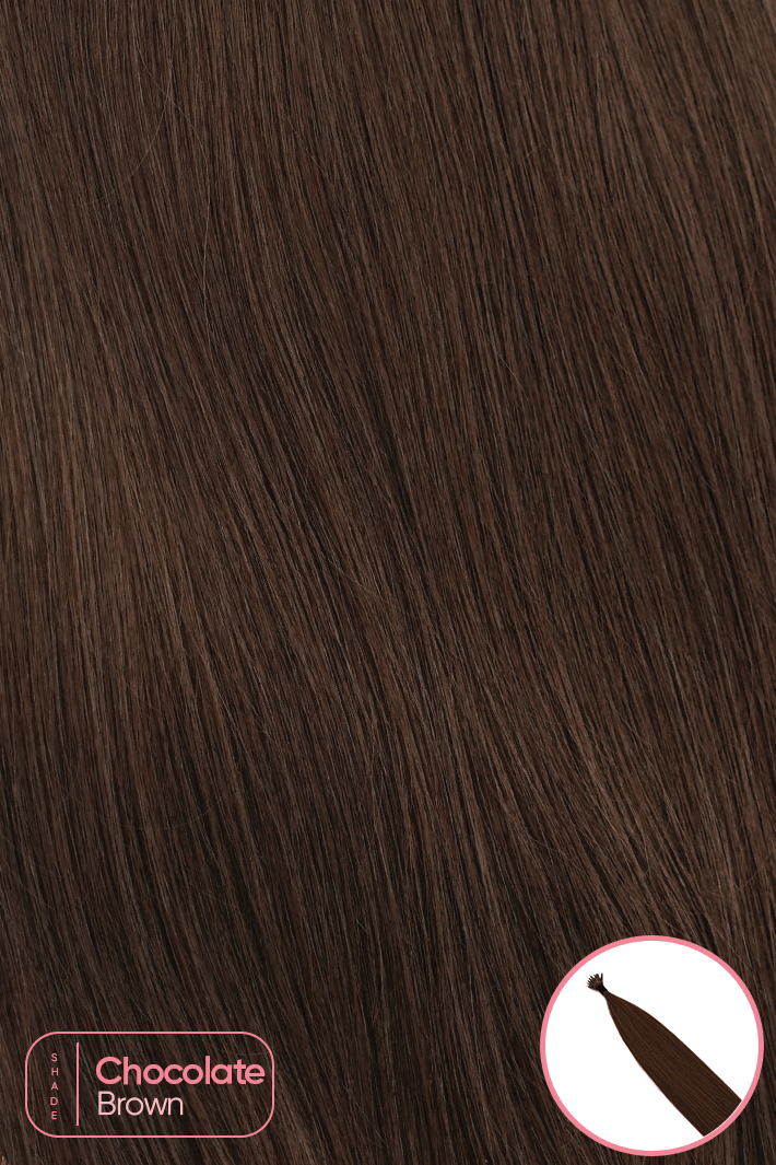 Signature Nano Tip Hair Extensions - Chocolate Brown - 18" - Wigporium