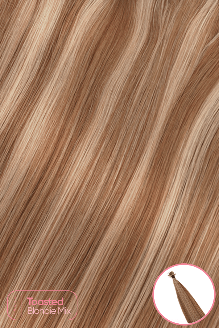 Signature Nano Tip Hair Extensions - Toasted Blondie Mix - 18" - Wigporium