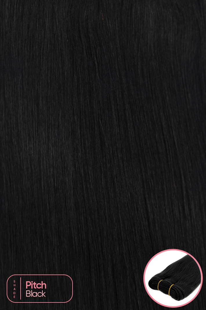 TinyTrack™ Weft/Weave Hair Extensions - Pitch Black - 18" - Wigporium